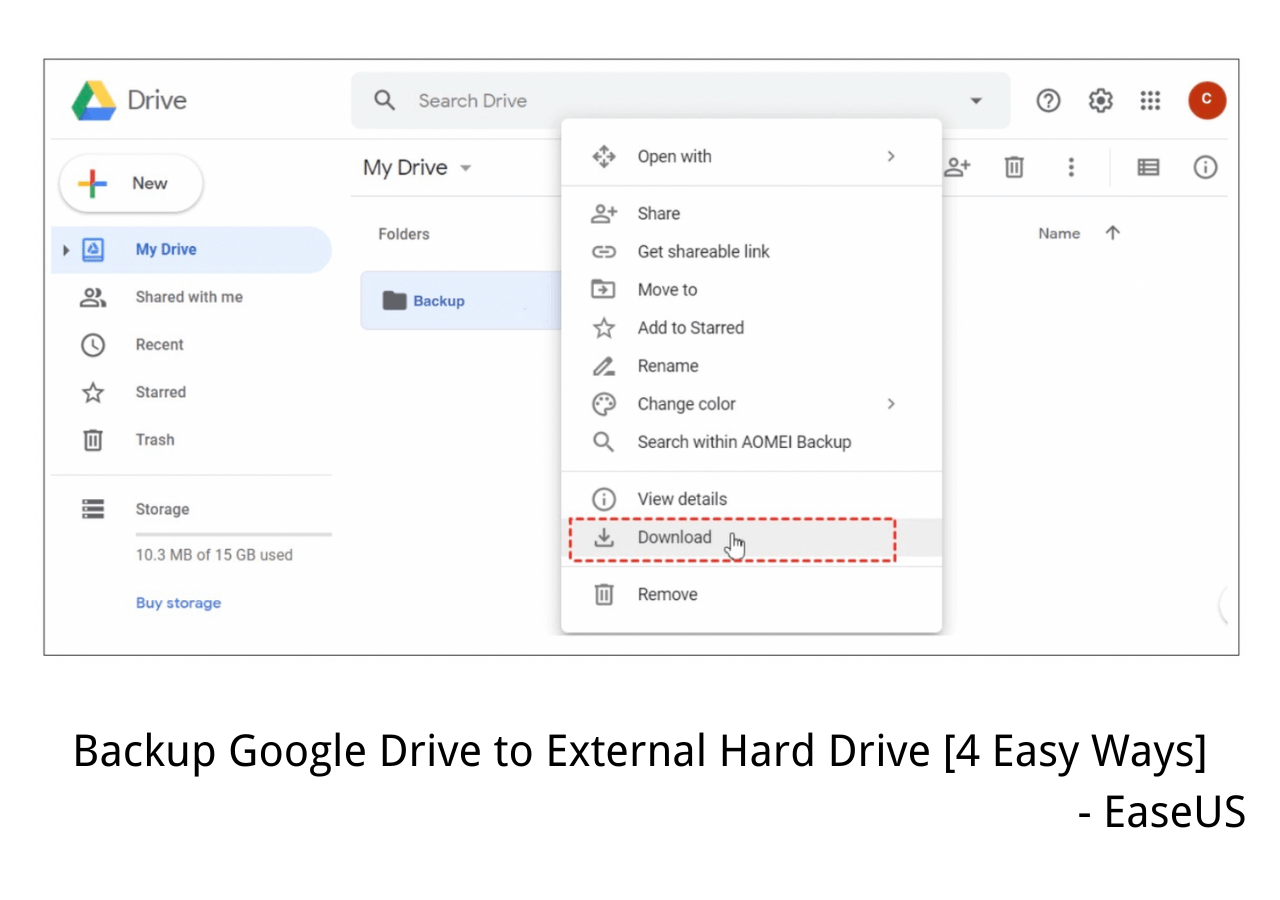How do I export a Google Drive backup?