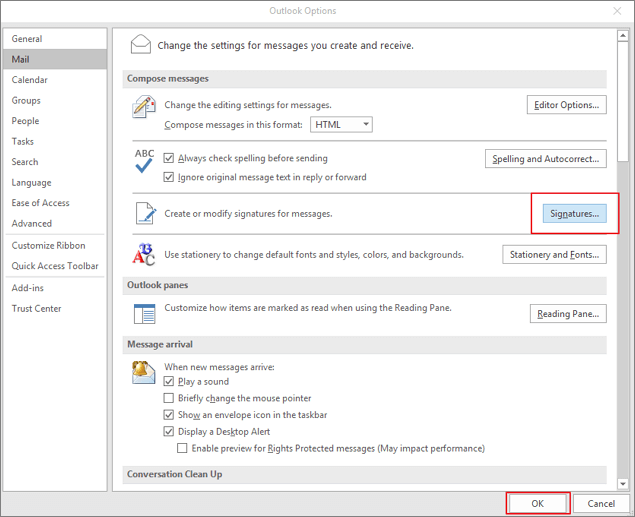 Outlook-Signaturen in Outlook sichern