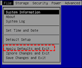 Resetting the boot order to defaults