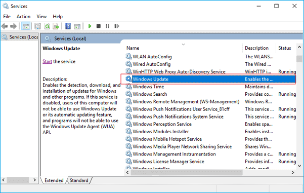 windows 10 windows update service disable
