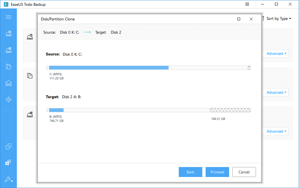 prévisualiser la disposition du disque et cliquer sur Continuer