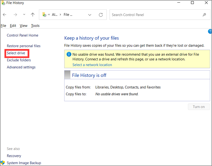 file history advanced settings 2