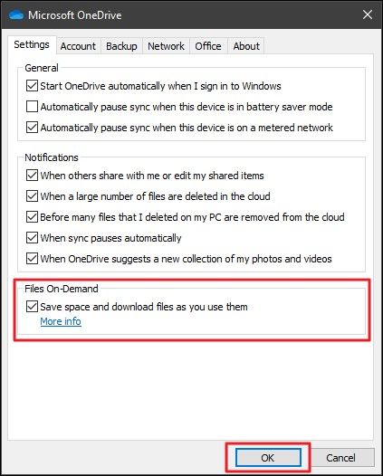 disable files on-demand option