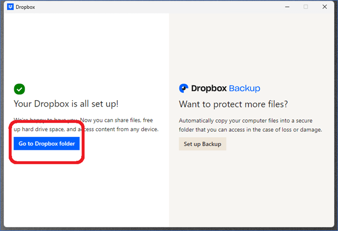 ga naar de dropbox-mapoptie