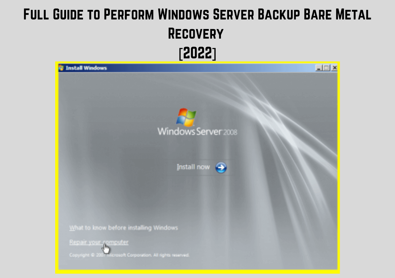 Full Guide to Perform Windows Server Backup Bare Metal Recovery EaseUS