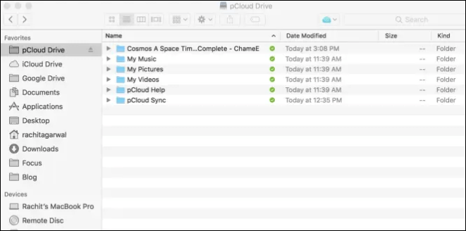otwórz pcloud na komputerze Mac i wybierz zdjęcia
