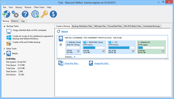 Windows 10 클론 디스크 소프트웨어 -Acrium Reflect
