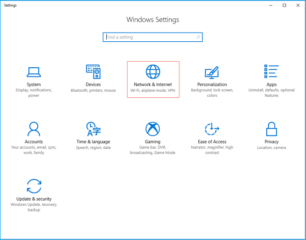 click network and internet to meter your network connection