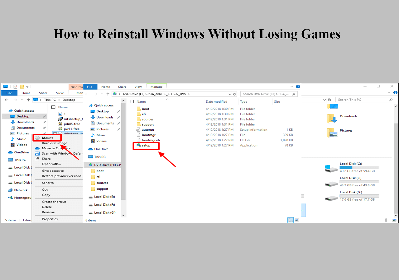 How do I reinstall Windows without deleting games?