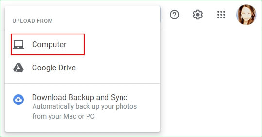 Select photos on SD card to upload to Google Photos