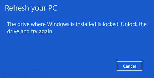 The drive where Windows is installed is locked error