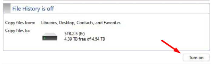 Turn on File History