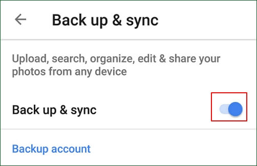 Turn on Back up and sync feature in Google Photos