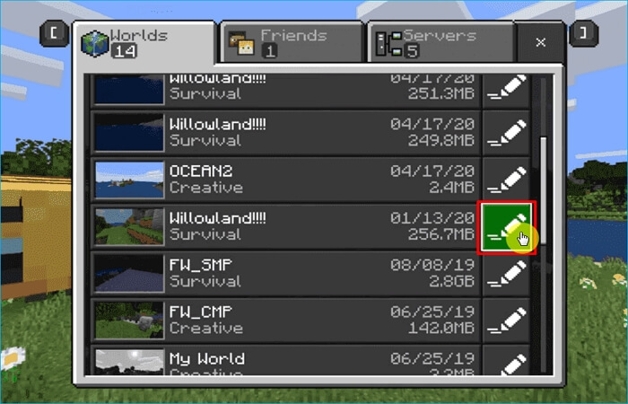 using minecraft worlds built-in option-2