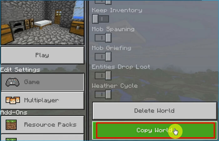 using minecraft worlds built-in option-3