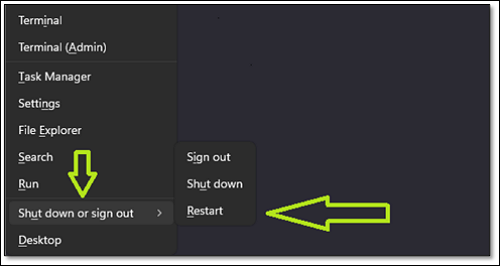 click shutdown or sign-out option