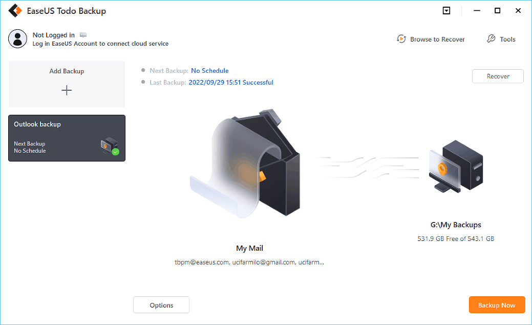 backup de e-mail do Outlook passo 6
