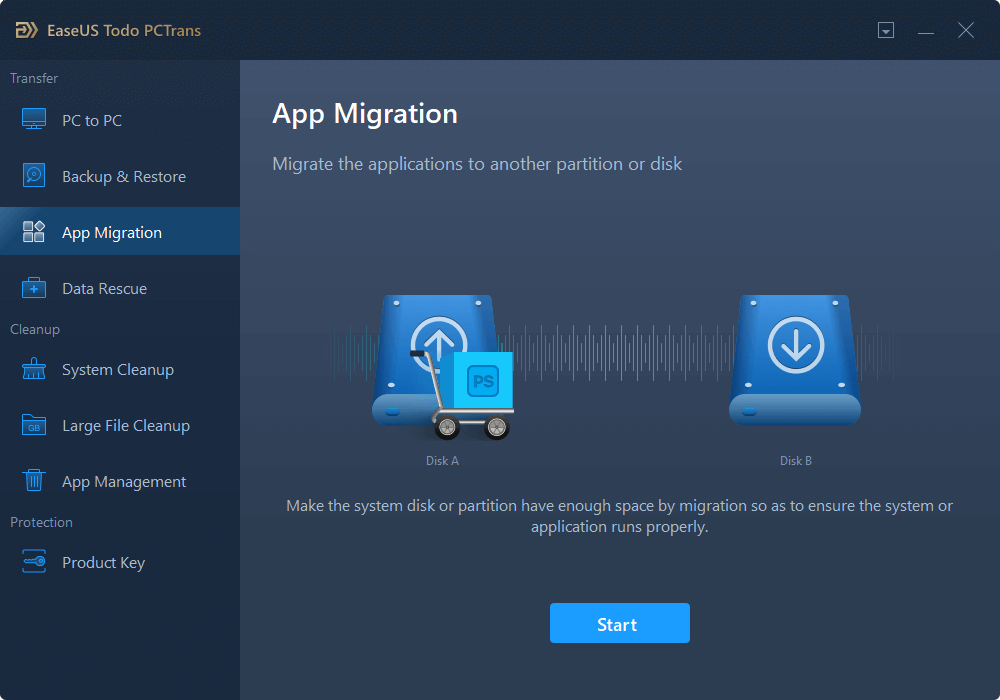 kies app-migratie om games over te zetten naar ssd