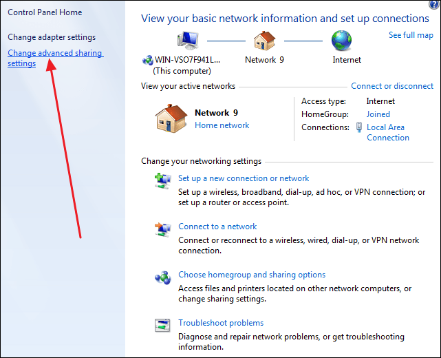cambiar la configuración avanzada de compartir