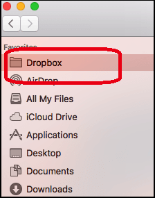 vá ao menu do localizador e clique em dropbox