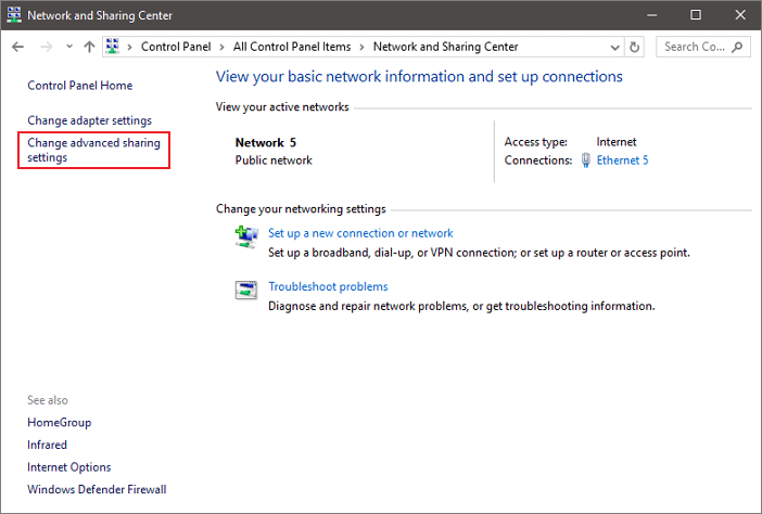 transfer files from pc to pc - disable password sharing 1