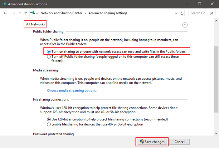 windows 10 transfer to new pc - disable password sharing 2