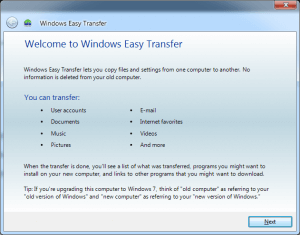 utilizar Windows Easy Transfer en Windows 7, 8, 8.1