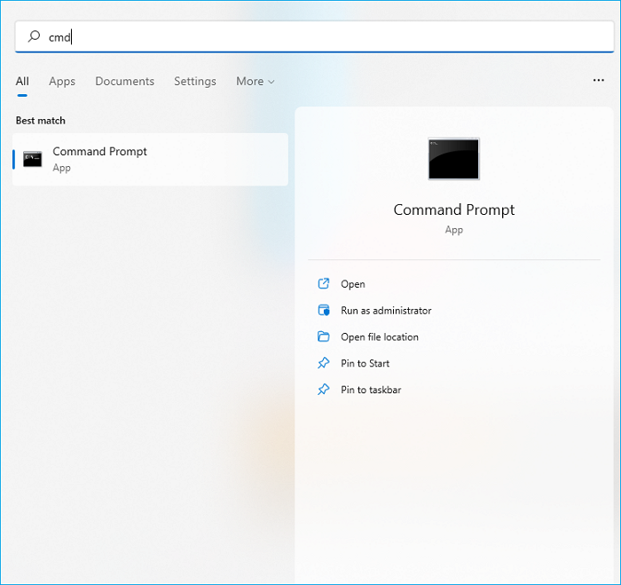 Buka Menu Start dan Ketik Command Prompt