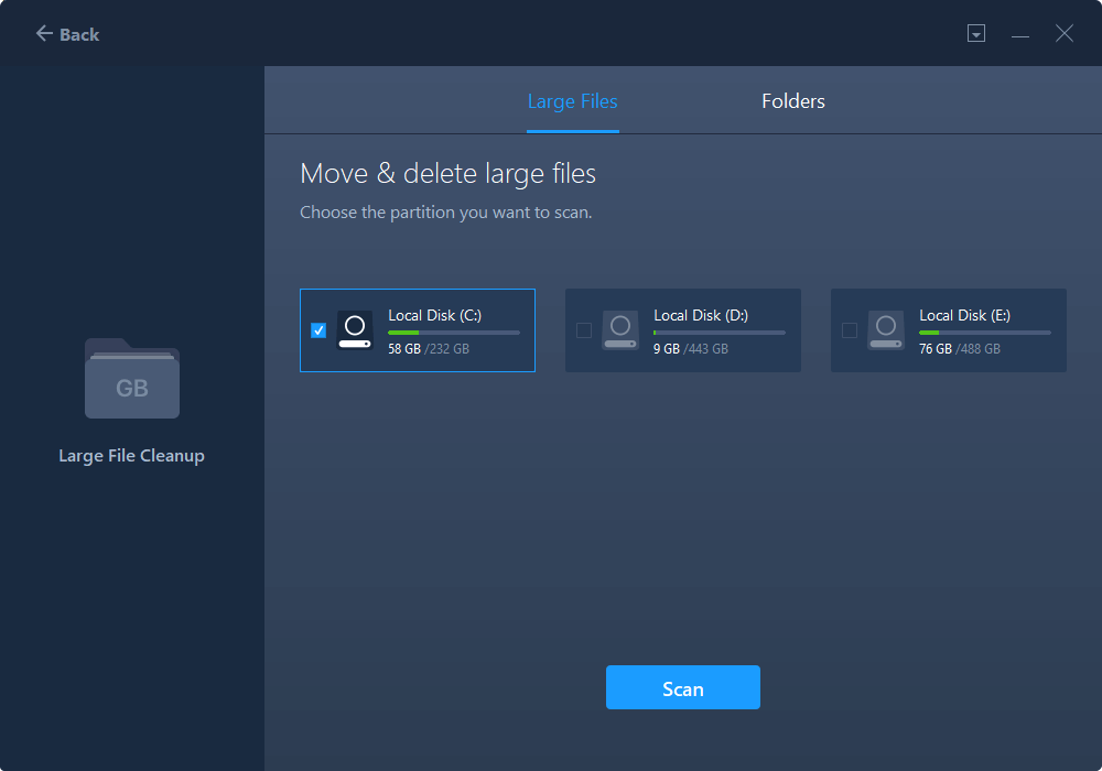 scansiona HDD o SSD per i file