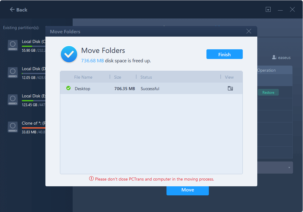 move default folder step 2