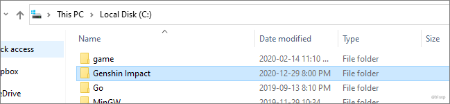 Suchen Sie die Genshin-Datei