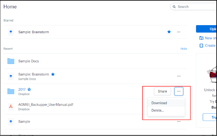 clique na opção de download