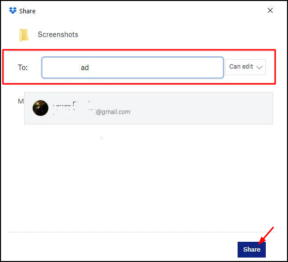 clique na guia compartilhar