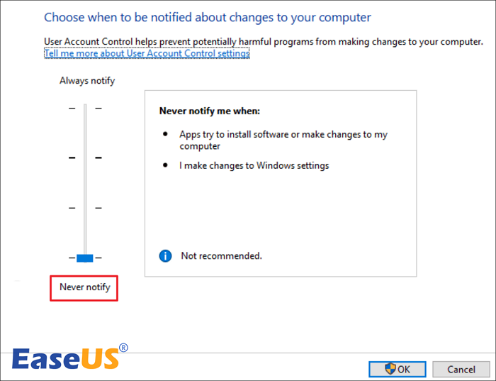 niemals benachrichtigen