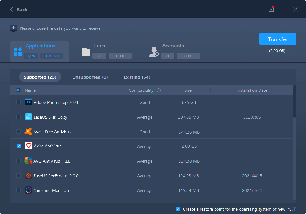 seleccionar antivirus para transferir