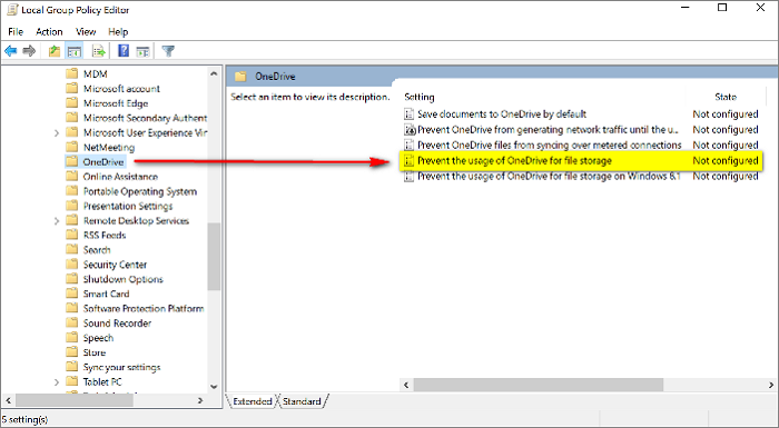 impedir que o onedrive salve arquivos