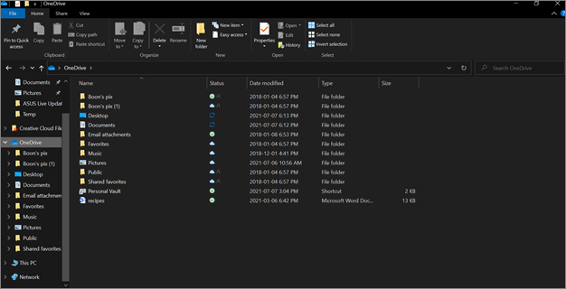 onedriveを選択する