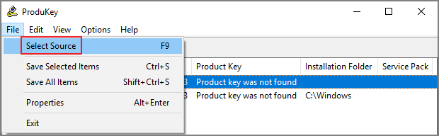 ソース製品を選択