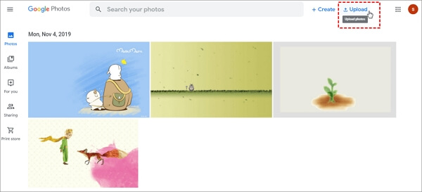 upload de fotos do google