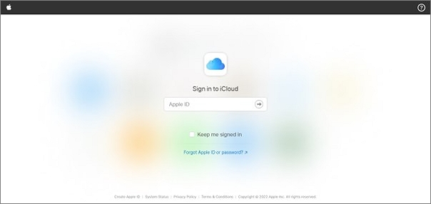 faça login no icloud