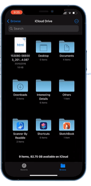 navegue e escolha os arquivos que deseja transferir