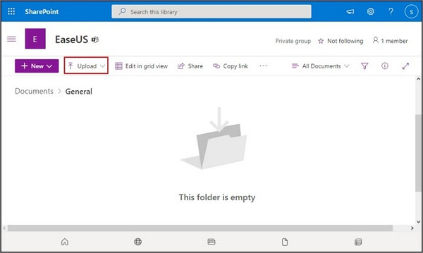 carregar seus arquivos ou pastas