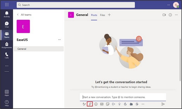 toque no ícone de anexo
