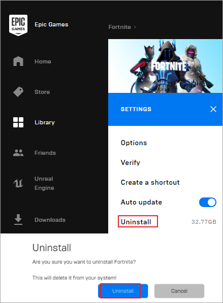how to uninstall fortnite: Drive or PC 