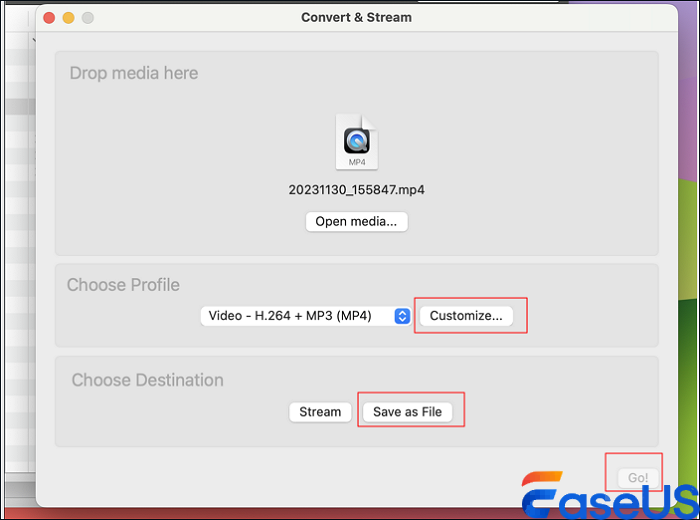 kies aanpassen en opslaan als bestand