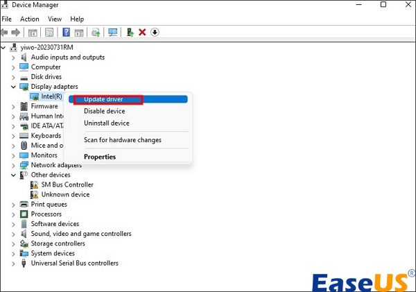 escolha atualizar driver