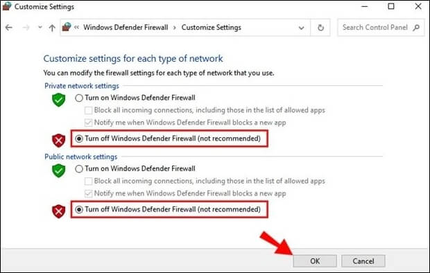 Firewall deaktivieren