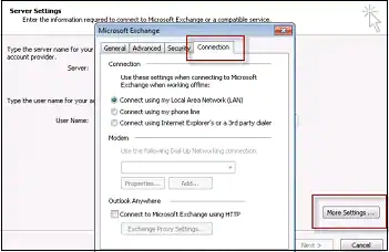 selecione conexões em mais configurações