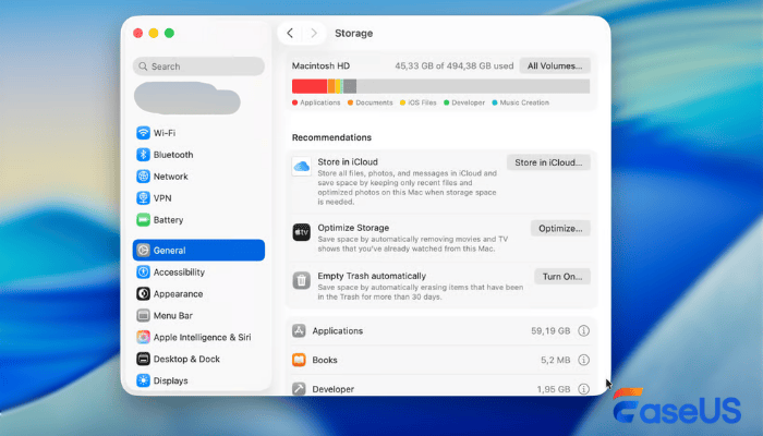Mac storage settings