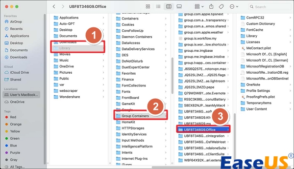 打開群組容器資料夾
